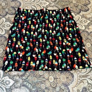 Size 8 Talbots cotton skirt nautical print on navy background side pockets EUC